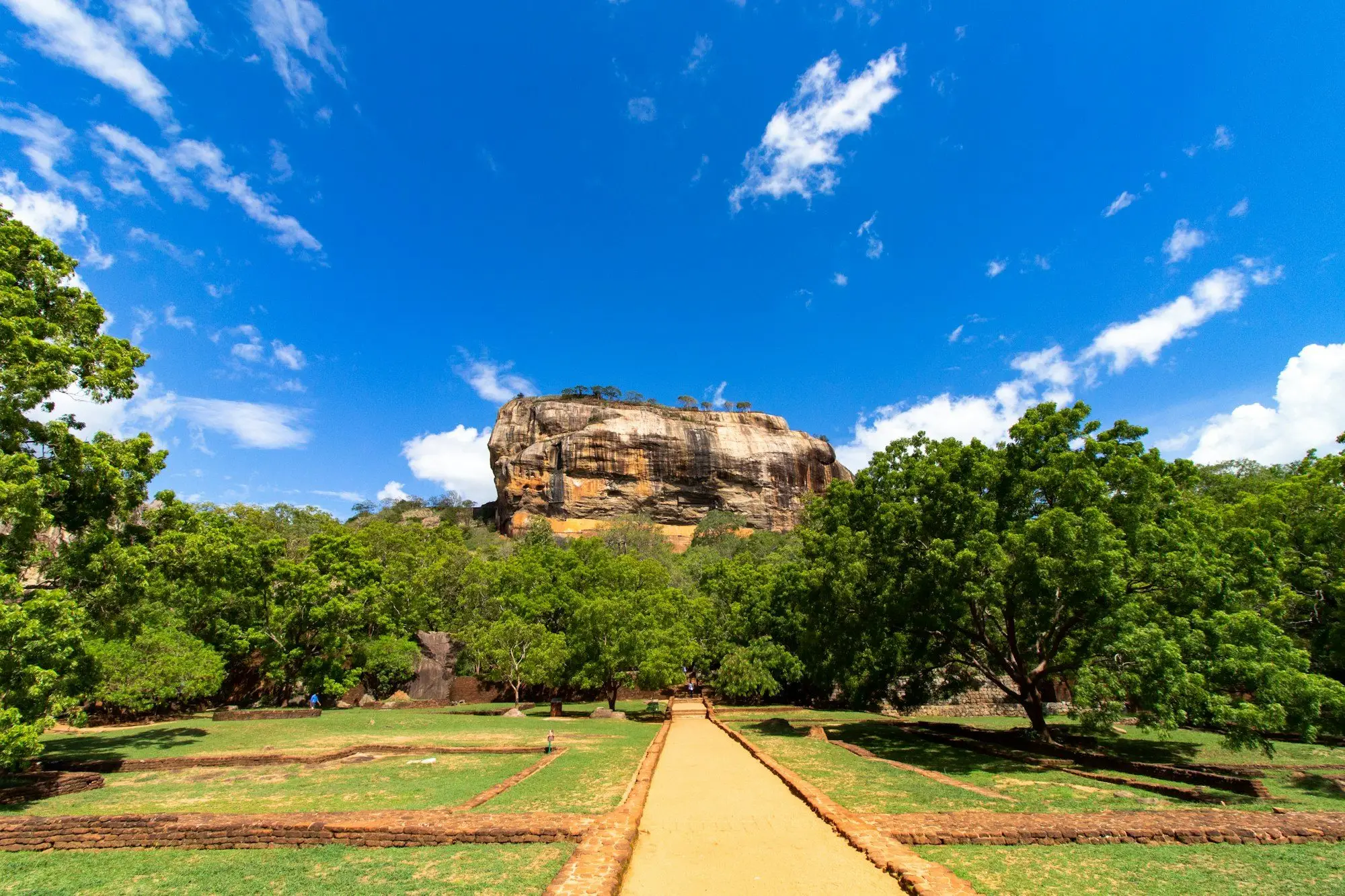 Path through the water gardens towards Sigiriya rock